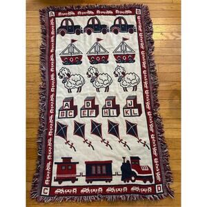 Goodwin Weavers Alphabet Train Throw Blanket – Kids Nursery Vintage 100% Cotton